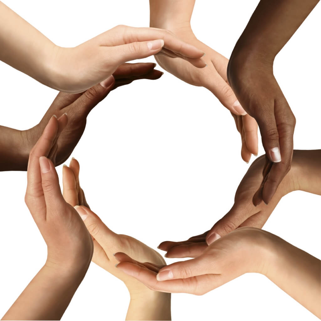 Multiracial Hands Making a Circle